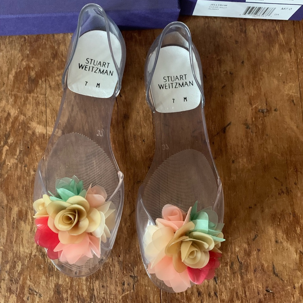 Stuart weitzman jelly open toe flats